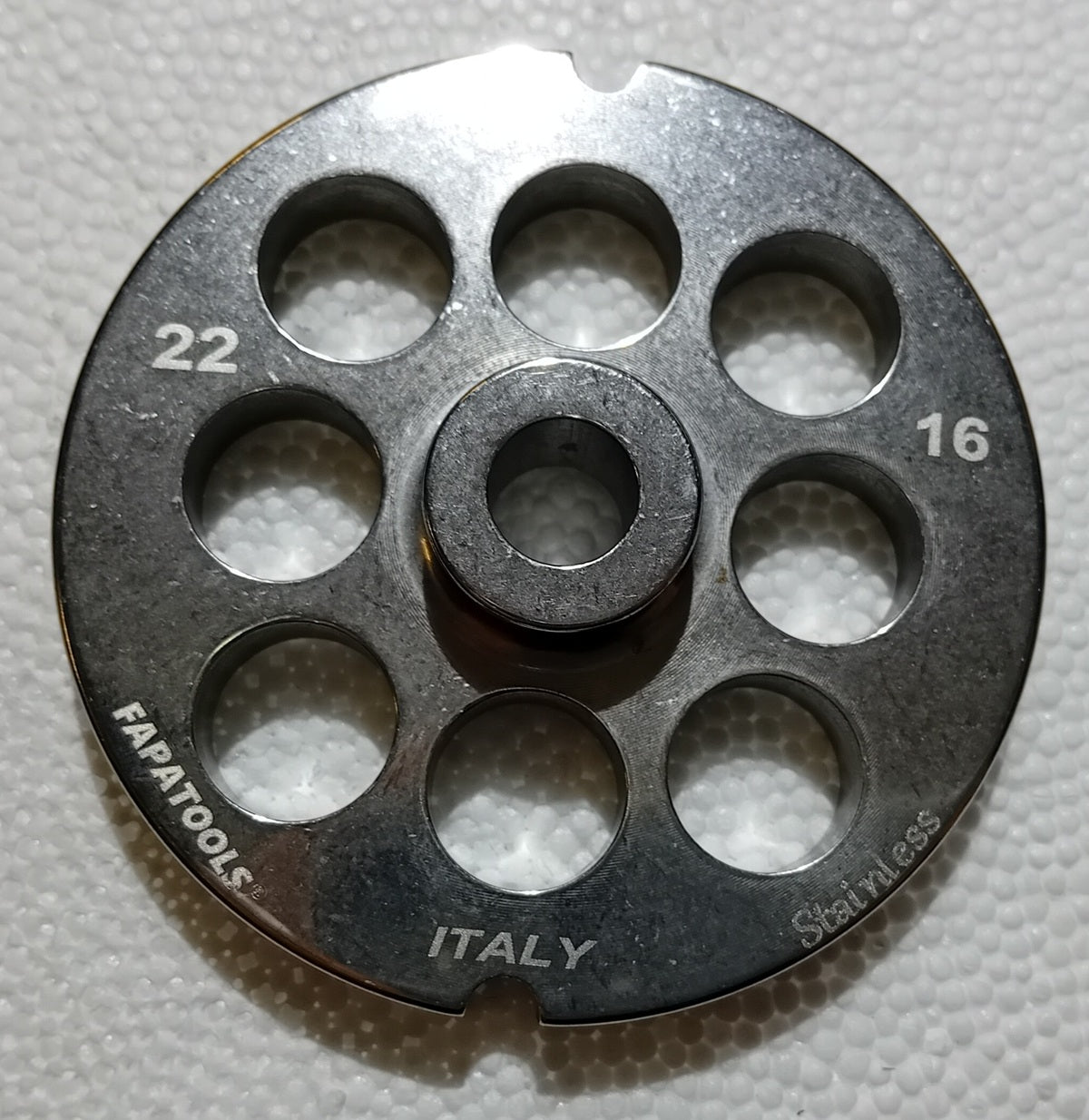 PIASTRA INOX PER TRITACARNE FAPATOOLS  MOD. 22 FORO DA 16 mm