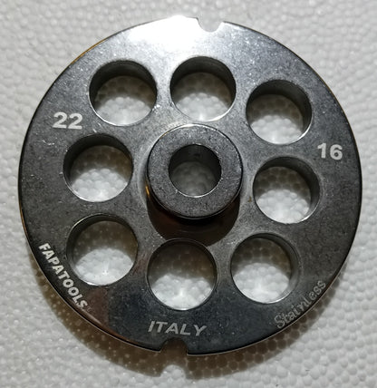 PIASTRA INOX PER TRITACARNE FAPATOOLS  MOD. 22 FORO DA 16 mm