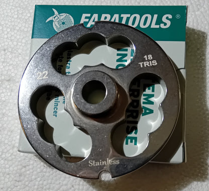 PIASTRA INOX PER TRITACARNE FAPATOOLS  MOD. 22  TRIS FORO DA 18 mm