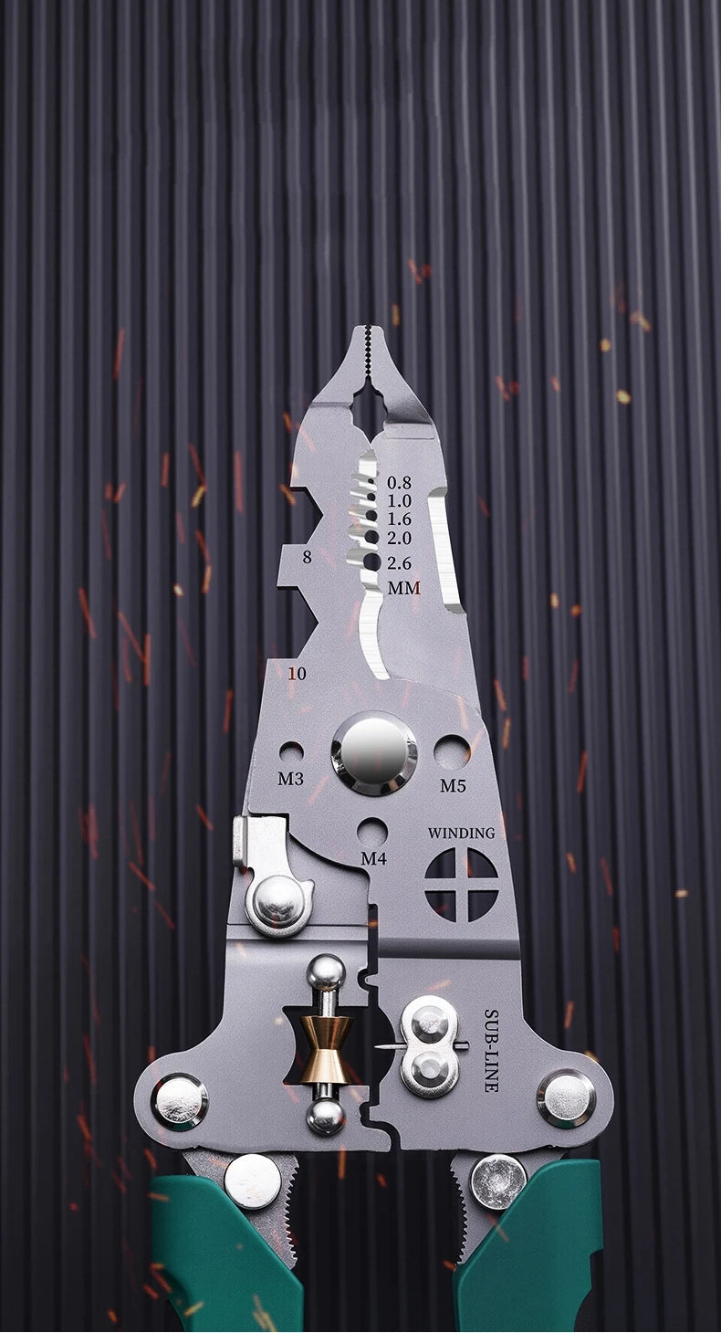 Spelafili multifunzionale con penna per test elettrico, pinza per cavi pieghevole, pinza pieghevole elettrica per il taglio