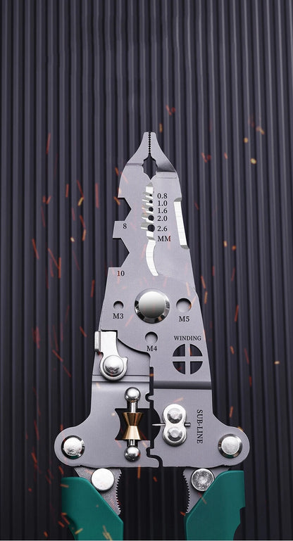 Spelafili multifunzionale con penna per test elettrico, pinza per cavi pieghevole, pinza pieghevole elettrica per il taglio