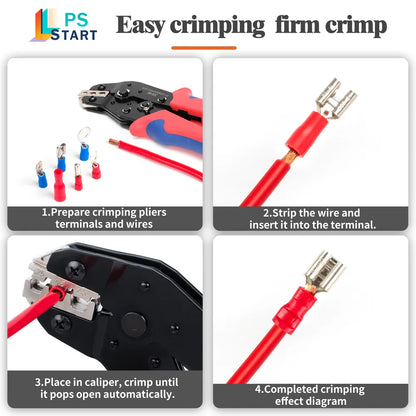 SN-02C Kit di strumenti per crimpare cavi AWG 23-13 per connettori elettrici per cavi isolati Terminali ad anello e a forcella e capicorda
