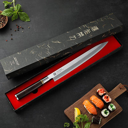 coltello sashimi Xinzuo 270 mm con fodero in legno -