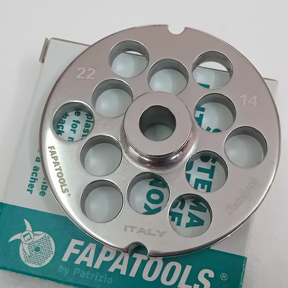 PIASTRA INOX PER TRITACARNE FAPATOOLS  MOD. 22 FORO DA 14 mm