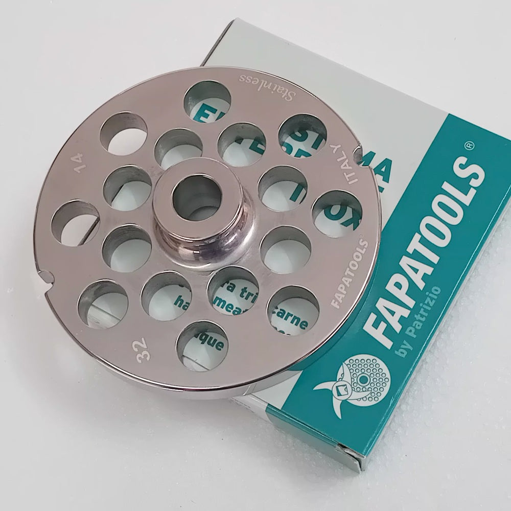 PIASTRA INOX PER TRITACARNE FAPATOOLS  MOD. 32 FORO DA 14 mm