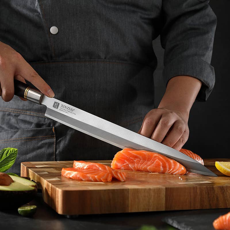 coltello sashimi Xinzuo 270 mm con fodero in legno -