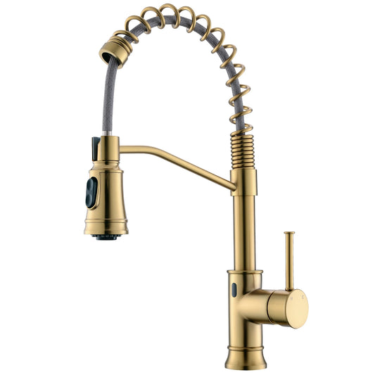 For FLG Gold Black Kitchen Faucet Smart Automatic Touchless Brass Tap Single Handle Pull-out Kitchen Sink Faucets Sensor Technol