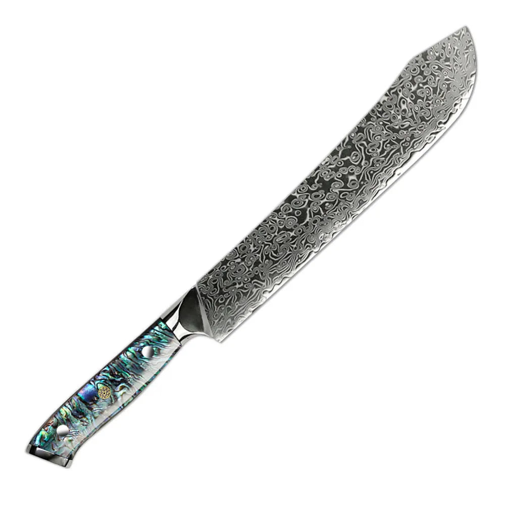 Professional Damascus VG 10 Steel Core 67 Layers Stainless Steel Abalone Handle Kitchen Knives Set