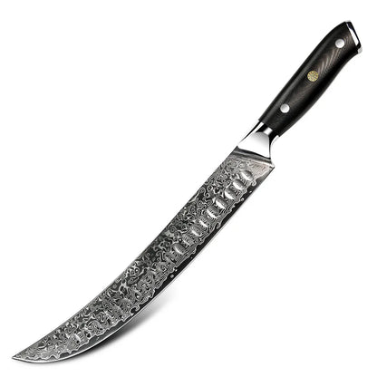 Yangjiang Amber 2021 Unique 67 Layers Vg10 Damascus Steel 10 Inch Carving Kitchen Knife with G10 Handle