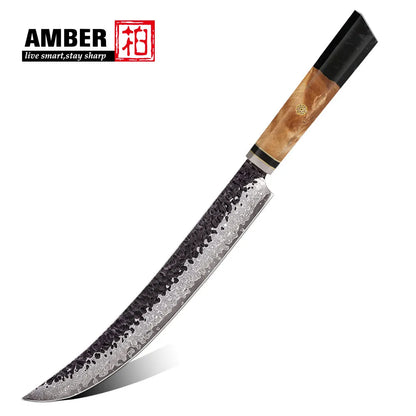 Amber Manufactucer Black Forged 8 Inch Vg10 Japanese Chef Knife Damascus Chef Knife with Resin Wood Handle