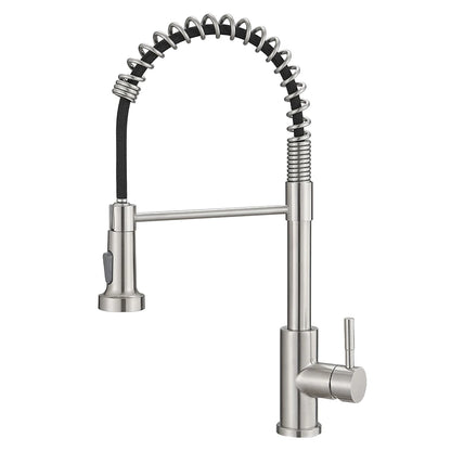304 Stainless Steel Single Handle Pull out Kitchen Sink Faucet Brushed Nickel Sprayer Classic Modern Design for Hot Cold Water