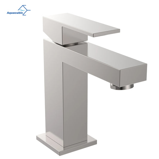 Aquacubic CUPC UPC Deck Mounted Brushed Nickel Solid Brass Water Wash Hand square Basin Faucet
