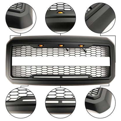 Front Bumper Grill Grille W/ LED for Ford F250 F350 F450 F550 2011-2016 Super Duty With Letter US Stock Free Shipping