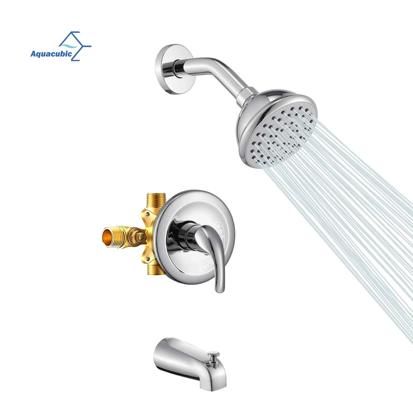 US Inventory Shipment Home Chrome Bathroom Concealed Shower Faucet with Pressure Balance Valve and Tub Spout