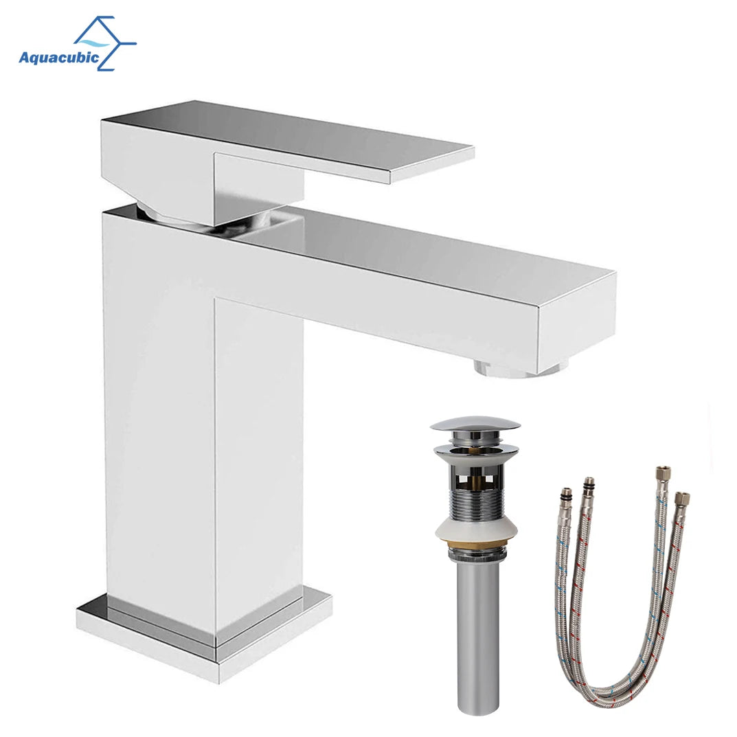 Modern UPC Brass Brushed Nickel Single Hole Bathroom Basin Faucet Ceramic Valve Core US Warehouse Mixers Taps