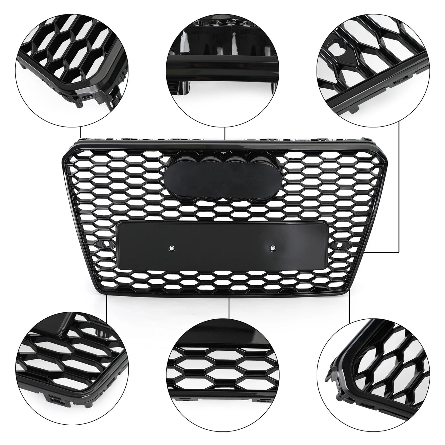 For Audi A7/S7 2012 2013 2014 2015 RS7 Style Honeycomb Sport Mesh Hex Grille Grill Black With Letter