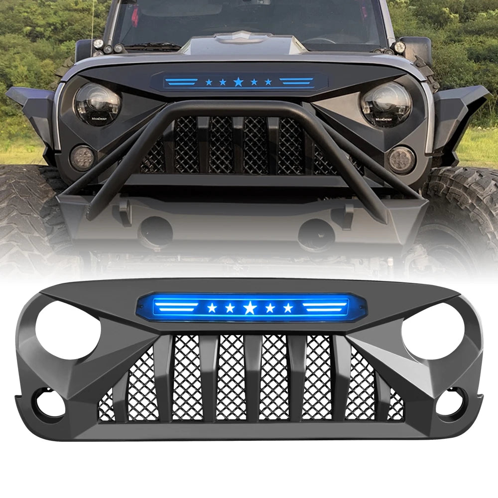 Off-Road 4x4 Car Parts Paint Grilles for jeep wrangler Jk Bumper 2007-2018 Matt Black Front Grill