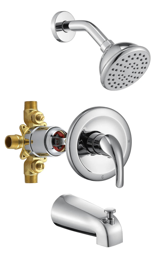 USA Warehouse Delivery Bathroom Wall Mounted Shower Faucets with Pressure Balance Valve and Tub Spout