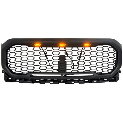 Grid Style Mesh Front Grille With Amber Lights for 2021-2022 Ford F150