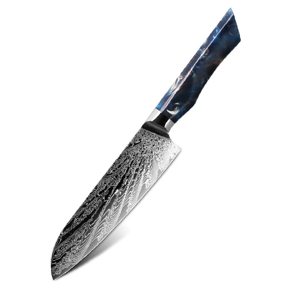 Color Resin Handle 73 Layers Japanese AUS 10 Chef Knife Set Damascus Steel Kitchen Knife Set
