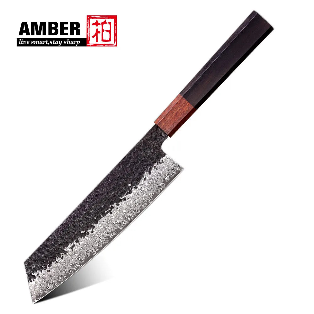 8inch Double Edge Sharp Thin Craftsman 67 Layers Vg10 Damascus Steel Honsuki Japanese Kitchen Knives with Wooden Handle