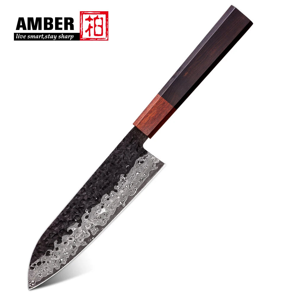 8inch Double Edge Sharp Thin Craftsman 67 Layers Vg10 Damascus Steel Honsuki Japanese Kitchen Knives with Wooden Handle