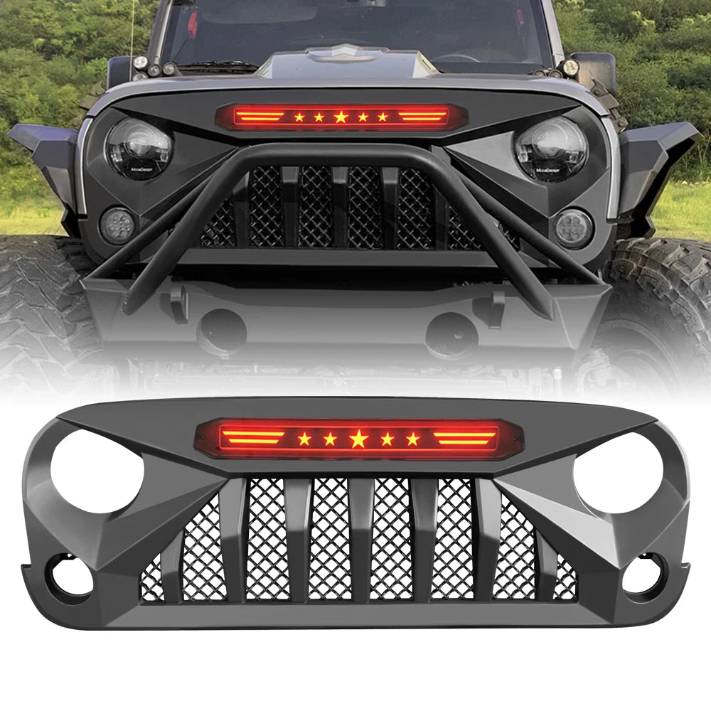 Off-Road 4x4 Car Parts Paint Grilles for jeep wrangler Jk Bumper 2007-2018 Matt Black Front Grill