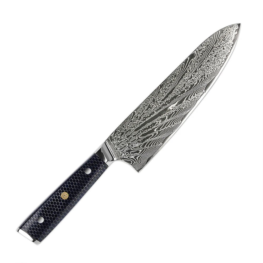YANGJANG AMBER Premium Honey Comb Resin Handle Damascus Steel Vg10 Japanese Knife Sets, kitchen knife size - 9 INCH