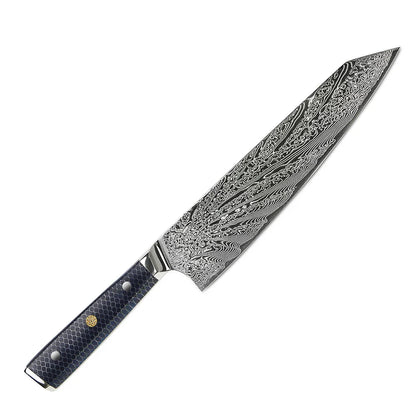 YANGJANG AMBER Premium Honey Comb Resin Handle Damascus Steel Vg10 Japanese Knife Sets, kitchen knife size - 8 Inch