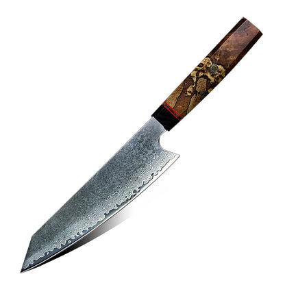 High Quality 67 Layers Damascus VG 10 Steel Kitchen Knife Set with Premium Resin Burl Wood Handle Kiritsuke Knife