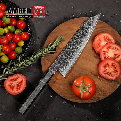 Amber Handmade Vg10 Japanese Damascus Steel Knives Japanese Kitchen Knives with Resin Handle