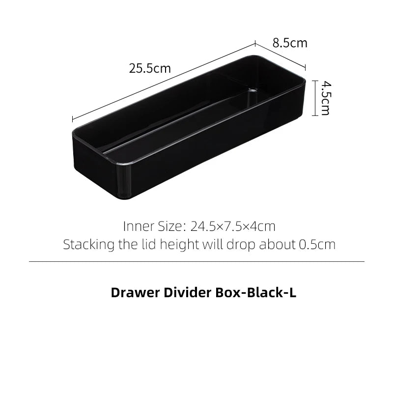 SHIMOYAMA White/Black Plastic Small Multifunctional Kitchen Storage and Tableware Drawer Divider Organizer for Kitchen