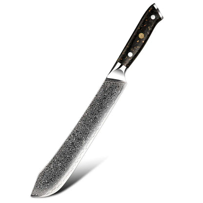 Amber VG10 Damascus Butcher Cleaver Meat Carving Bread Boning Fruit Sharpener Santoku Chef Knife with Magnetic Knife Holder