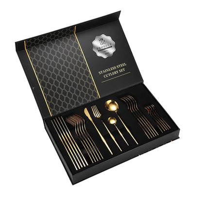 Western Kitchen Dinnerware Silverware Flatware Set Stainless Steel Flatware Set Cutlery Service for 6