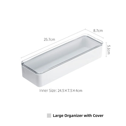 SHIMOYAMA White/Black Plastic Small Multifunctional Kitchen Storage and Tableware Drawer Divider Organizer for Kitchen