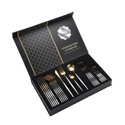 Western Kitchen Dinnerware Silverware Flatware Set Stainless Steel Flatware Set Cutlery Service for 6