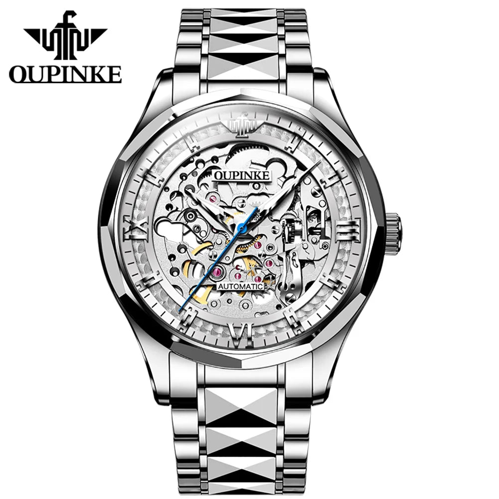 OUPINKE 3209 New Arrival Design High Quality Luxury Fashion Classic OEM Stainless Steel Mens Mechanical Skeleton Wrist Watches